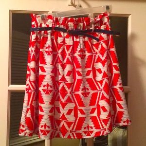 A Cut Above Red, White and Blue Skirt w/ Elastic Waist & Belt